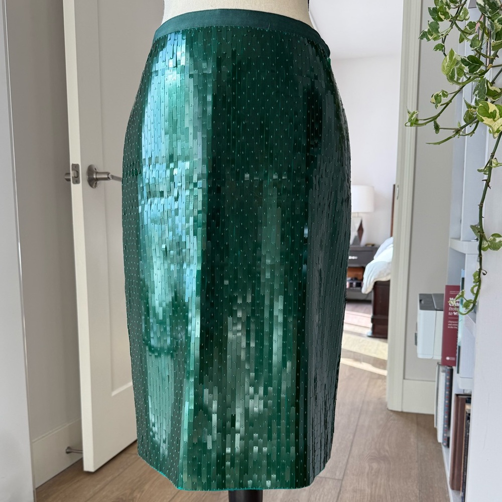 J.Crew Collection Emerald Green Rectangular Sequi… - image 1